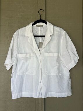 EVERLANE NWT The Linen Workwear Button Down White Shirt M